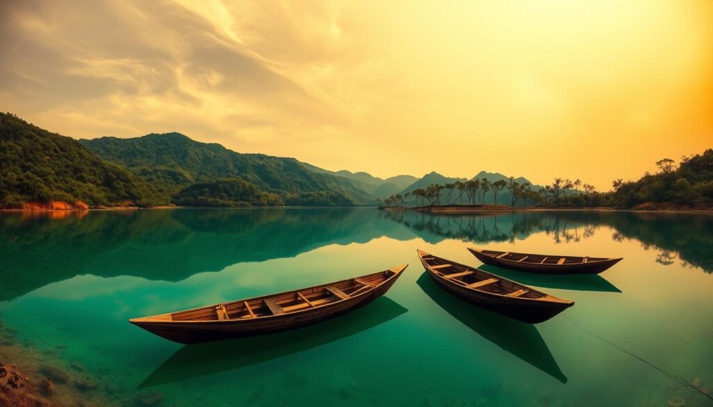 panorama danau alami